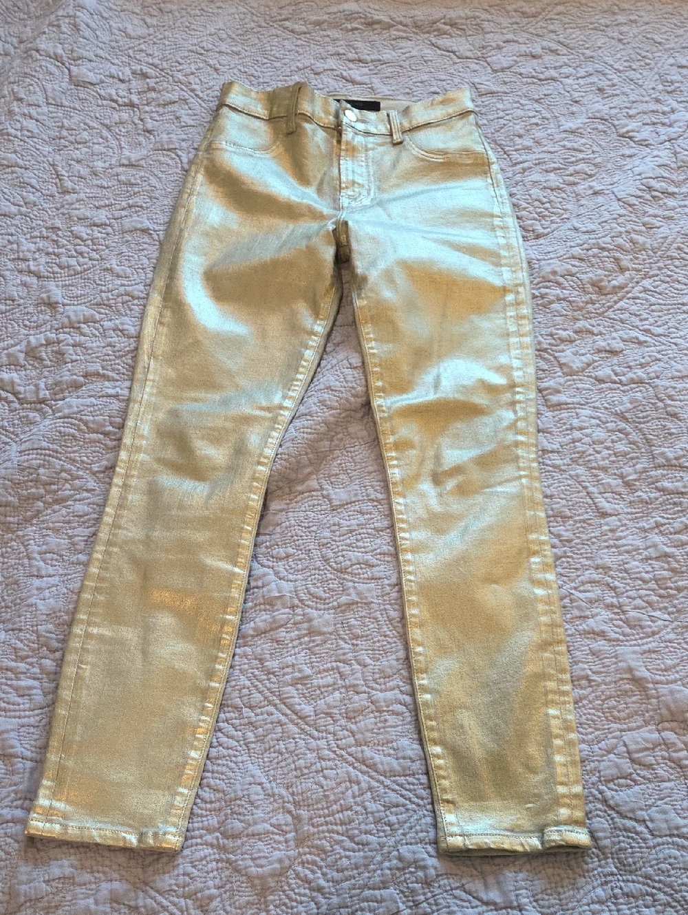 J Brand Metallic "Maria" Coated Skinny Jeans In Sea Spray Size Size 26!